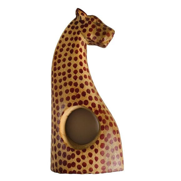 Wooden Carved Safari Animals Napkin Rings 4 Holder Zebra Leopard Tiger Elephant - Picture 9 of 16